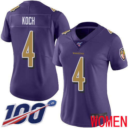 Baltimore Ravens Limited Purple Women Sam Koch Jersey NFL Football #4 100th Season Rush Vapor Untouchable